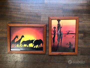 Set 2 quadri, paesaggio esotico