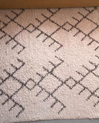 Tappeto stile berbero 215x150cm con frange panna