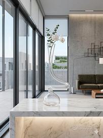 Vaso scultura in vetro soffiato - Design sinuoso e