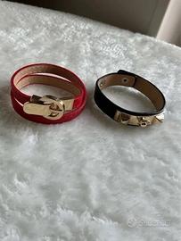 Set 2 bracciali donna ecopelle metallo dorato