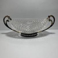 Centrotavola in metallo argentato e cristallo ‘900