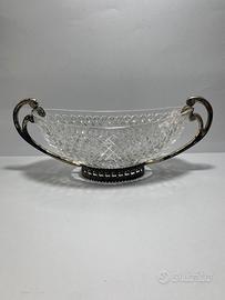 Centrotavola in metallo argentato e cristallo ‘900