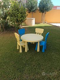 Tavolo + 4 Sedie per Bambini IKEA MAMMUT Verde