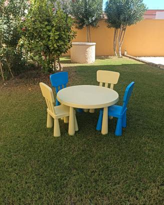 Tavolo + 4 Sedie per Bambini IKEA MAMMUT Verde