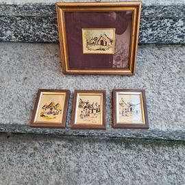 Quadretti foglia oro "trulli"