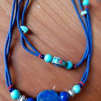 Collana di pietre dure e perline etnica vintage