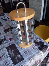 porta spezie girevole, in legno e metallo