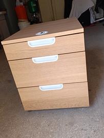 Cassettiera per scrivania con ruote e chiusura