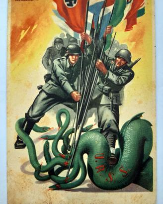 Cartolina epoca fascista propaganda ANTI-SOVIETICA