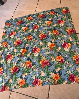 foulard floreale vintage azzurro con fiori tropica
