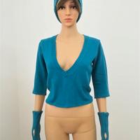 Pullover, cappellino, scalda mani-blu