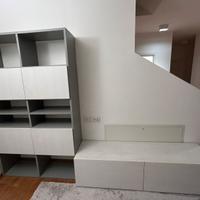 Parete attrezzata moderna bianca effetto legno