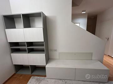 Parete attrezzata moderna bianca effetto legno