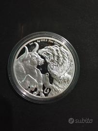 Moneta argento Tokelau 2021 orso e toro 1 oz