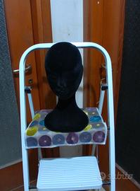Testa Polistirolo Nera con Tessuto Vintage