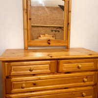 Cassettiera pino massello rustico specchio gratis