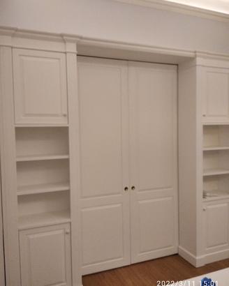 2 librerie colonna con 2 porte scorrevoli frassino