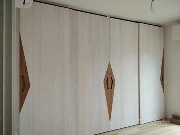 armadio 4 ante scorrevoli frassino maniglia rovere