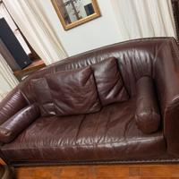 Divano in Pelle Marrone 3 posti
