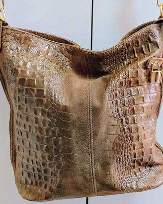 Borsa da donna vera pelle color marrone firmata.