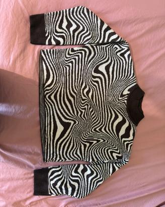 Maglione cropped marrone e bianco taglia S