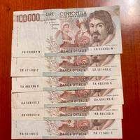 Banconote da 100.000 lire Caravaggio