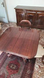 Tavolo massello di noce allungabile con 6 sedie