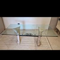 Tavolo travertino e cristallo