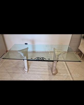 Tavolo travertino e cristallo