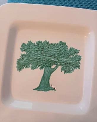 Mario Schifano piatto l'albero della vita