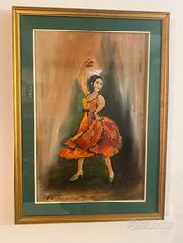 Quadro dipinto raffigurante ballerina di flamenco