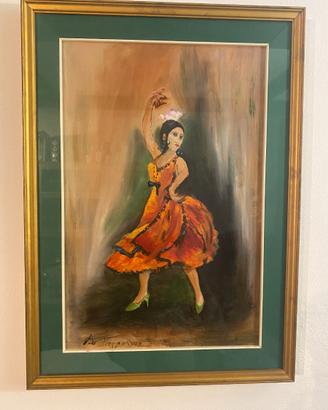Quadro dipinto raffigurante ballerina di flamenco