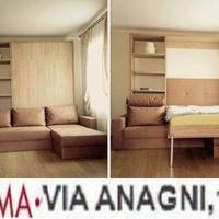 Letto a scomparsa sofà nocciola- letti a roma