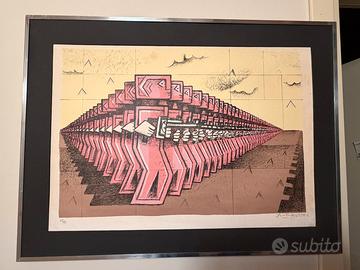 Ibrahim Kodra, Esercito rosa, 1982 litografia