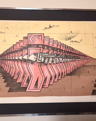 Ibrahim Kodra, Esercito rosa, 1982 litografia