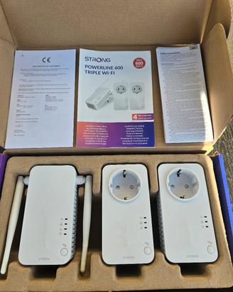 kit 3 pezzi powerline wifi extender strong av600