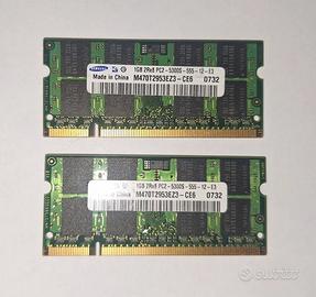 RAM DDR2 tot 2Gb (2 moduli) UDIMM 667 Mhz SODIMM