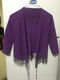 Giacca in filo con frange e perline