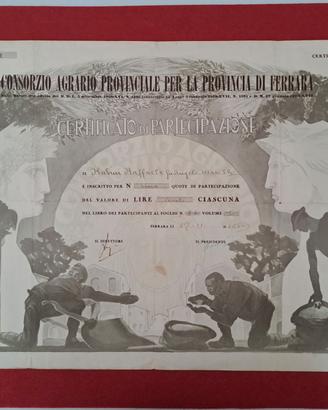 Certificato Azionario Agrario Cambellotti