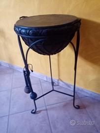 Tamburo in cuoio e ferro battuto