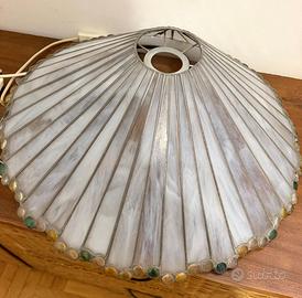 Lampadario a  cupola vintage vetro slag bianco