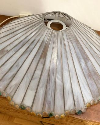 Lampadario a  cupola vintage vetro slag bianco