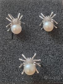 orecchini + anello in argento con perle coltivate