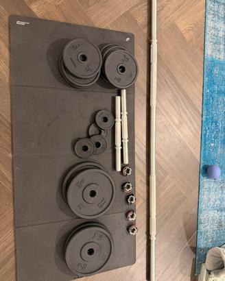 Kit manubri e bilanciere palestra 50kg
