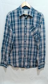 Camicia uomo a quadri blu e grigio Tom tailor mult
