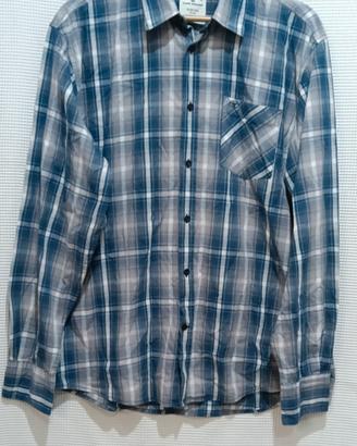 Camicia uomo a quadri blu e grigio Tom tailor mult