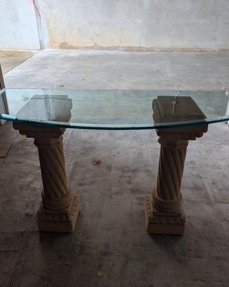 Consolle in Tufo e Vetro Sagomato