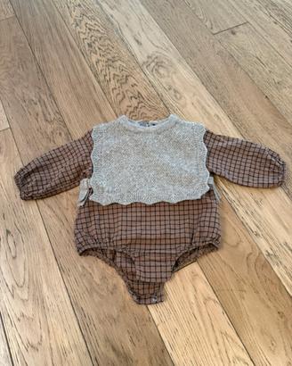 Tutina in cotone con maglione di lana