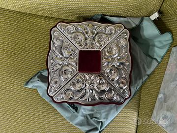 Portagioie in velluto bordeaux e argento 925