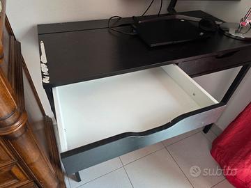 Scrivania nera con cassetti 100x50 cm